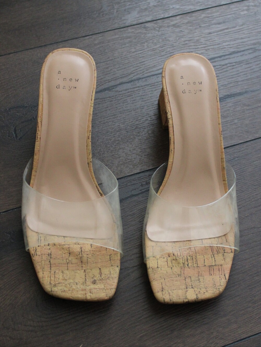 A New Day Clear Cork Block Heel Mule - Picture 3 of 10